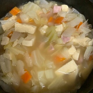 ヘルシー♪冷凍木綿豆腐と野菜のコンソメスープ